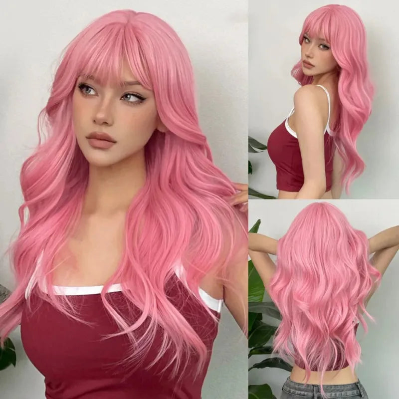 AURELLA — 24" Long Curly Fashion Wig with Bangs - 4 Shades