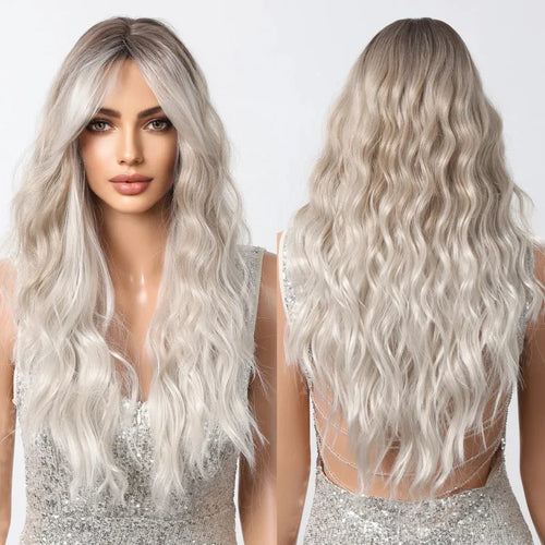 AURELLA — 24" Long Curly Fashion Wig with Bangs - 4 Shades