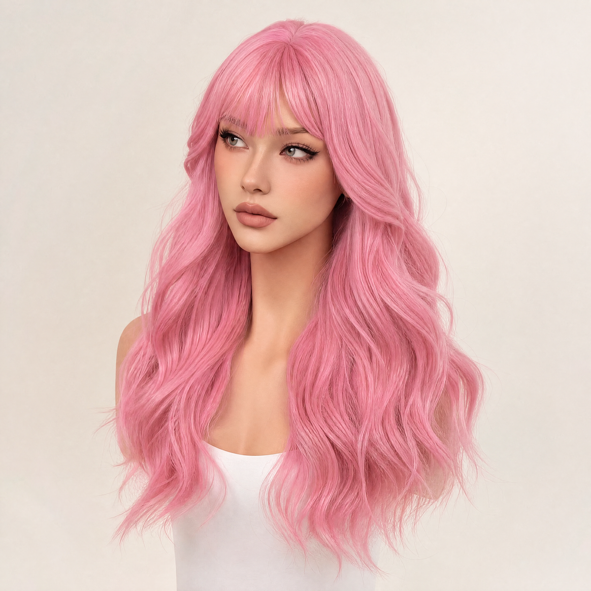 AURELLA — 24" Long Curly Fashion Wig with Bangs - 4 Shades