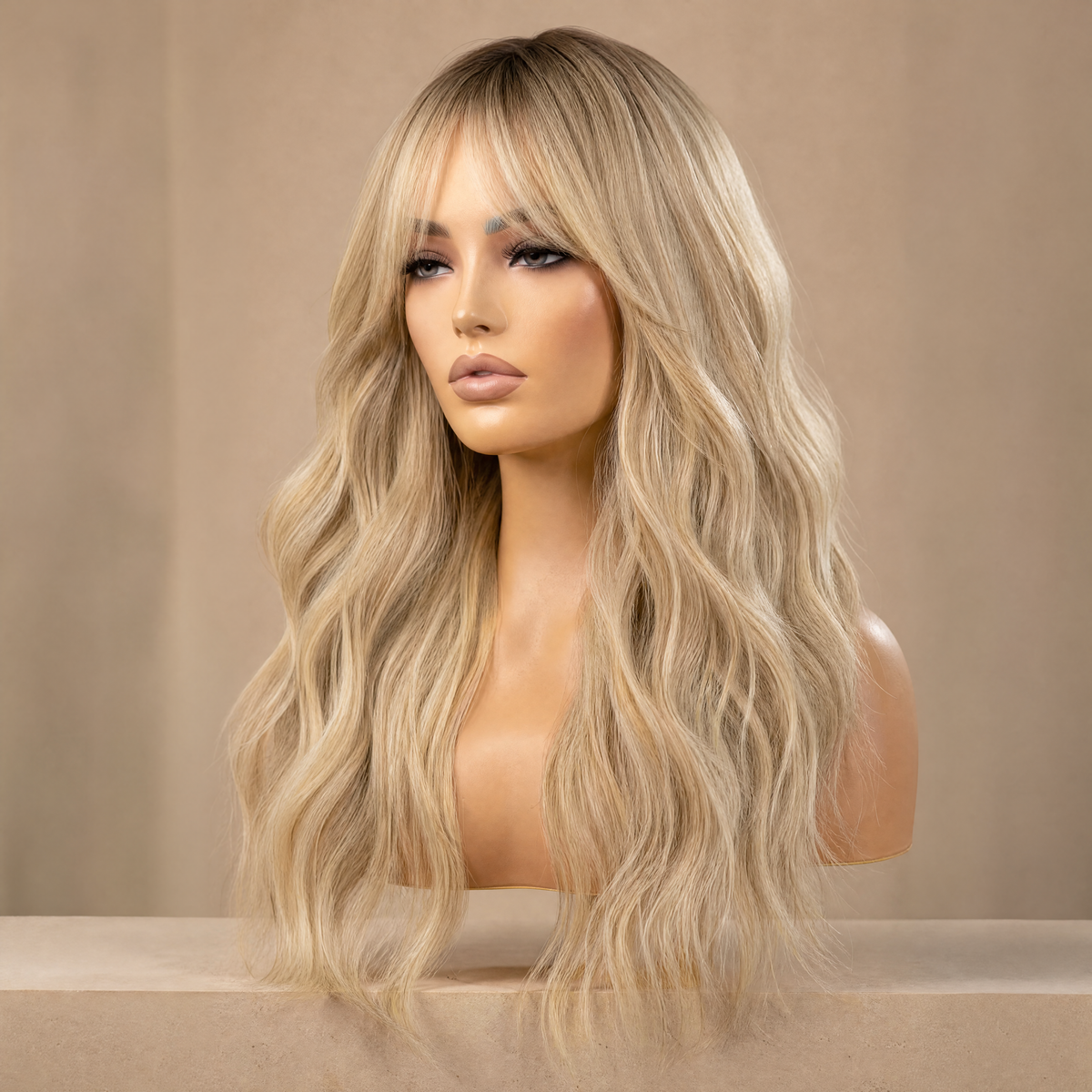 AURELLA — 24" Long Curly Fashion Wig with Bangs - 4 Shades