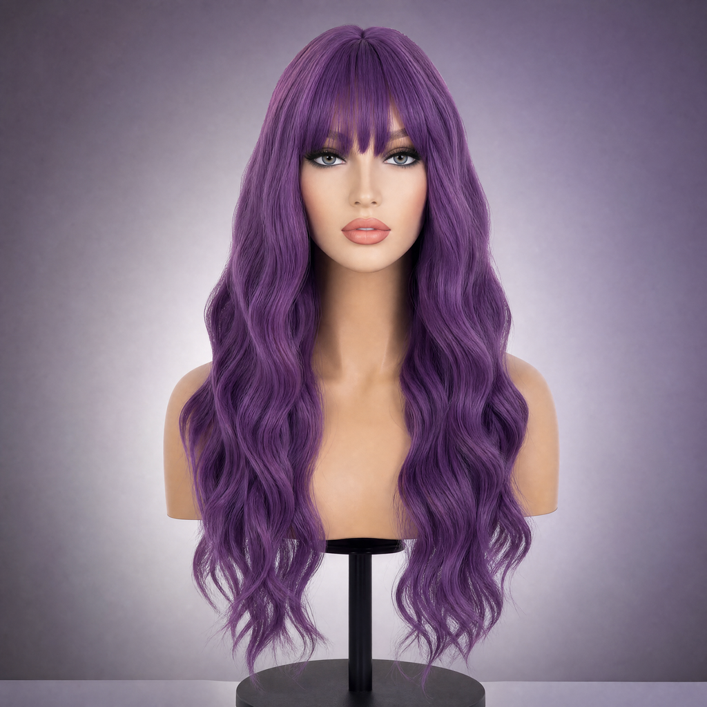 AURELLA — 24" Long Curly Fashion Wig with Bangs - 4 Shades