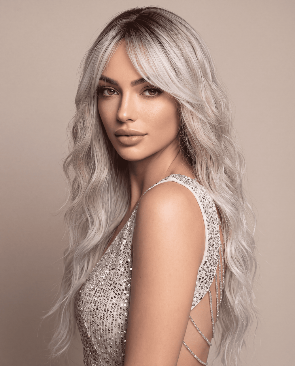 AURELLA — 24" Long Curly Fashion Wig with Bangs - 4 Shades