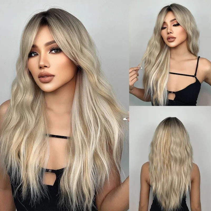 AURELLA — 24" Long Curly Fashion Wig with Bangs - 4 Shades