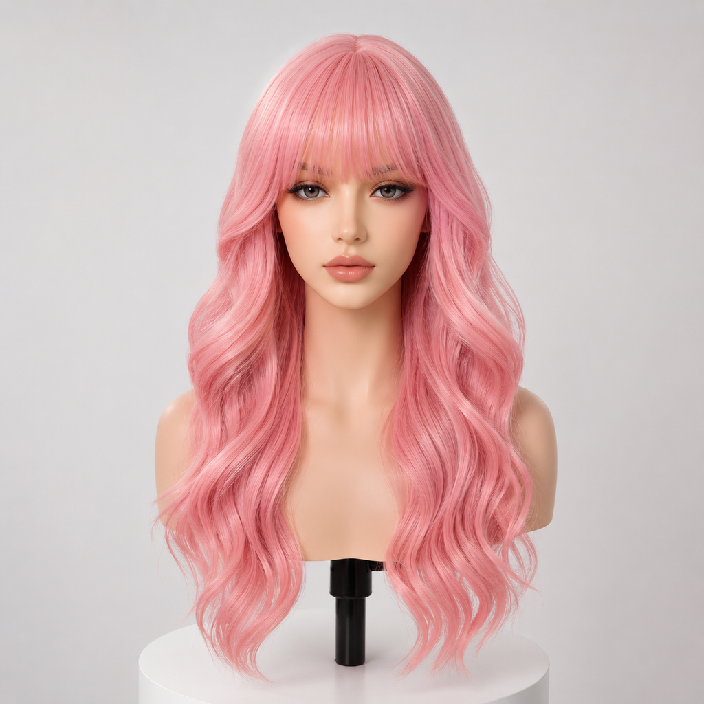 AURELLA — 24" Long Curly Fashion Wig with Bangs - 4 Shades