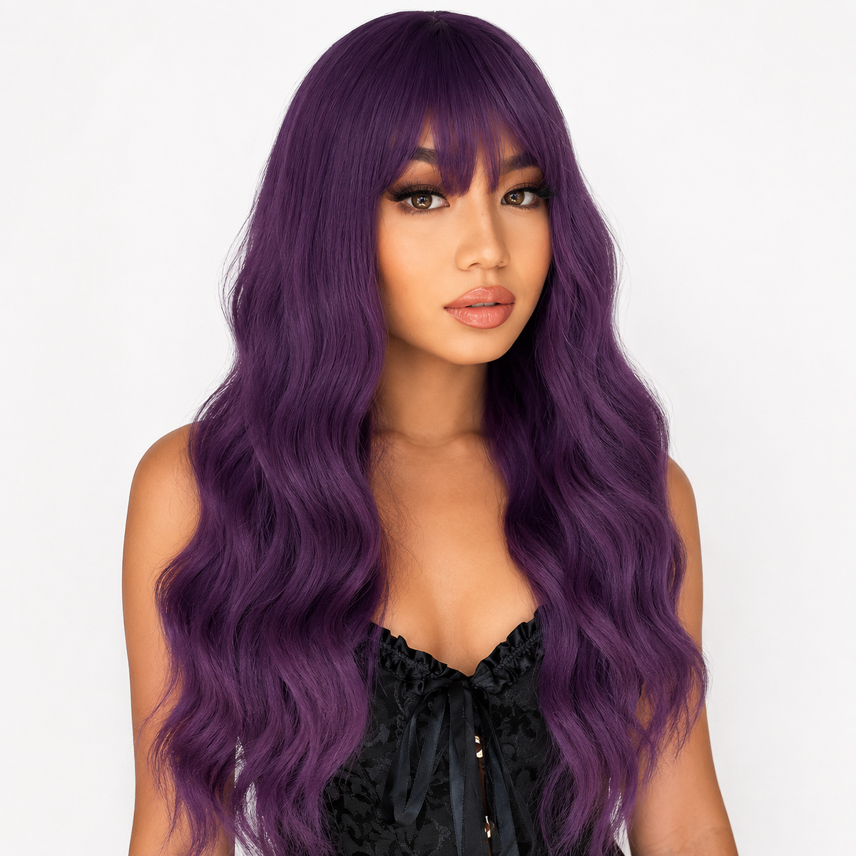 AURELLA — 24" Long Curly Fashion Wig with Bangs - 4 Shades