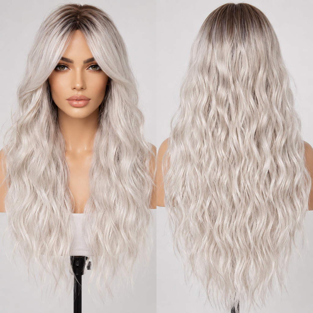 AURELLA — 24" Long Curly Fashion Wig with Bangs - 4 Shades