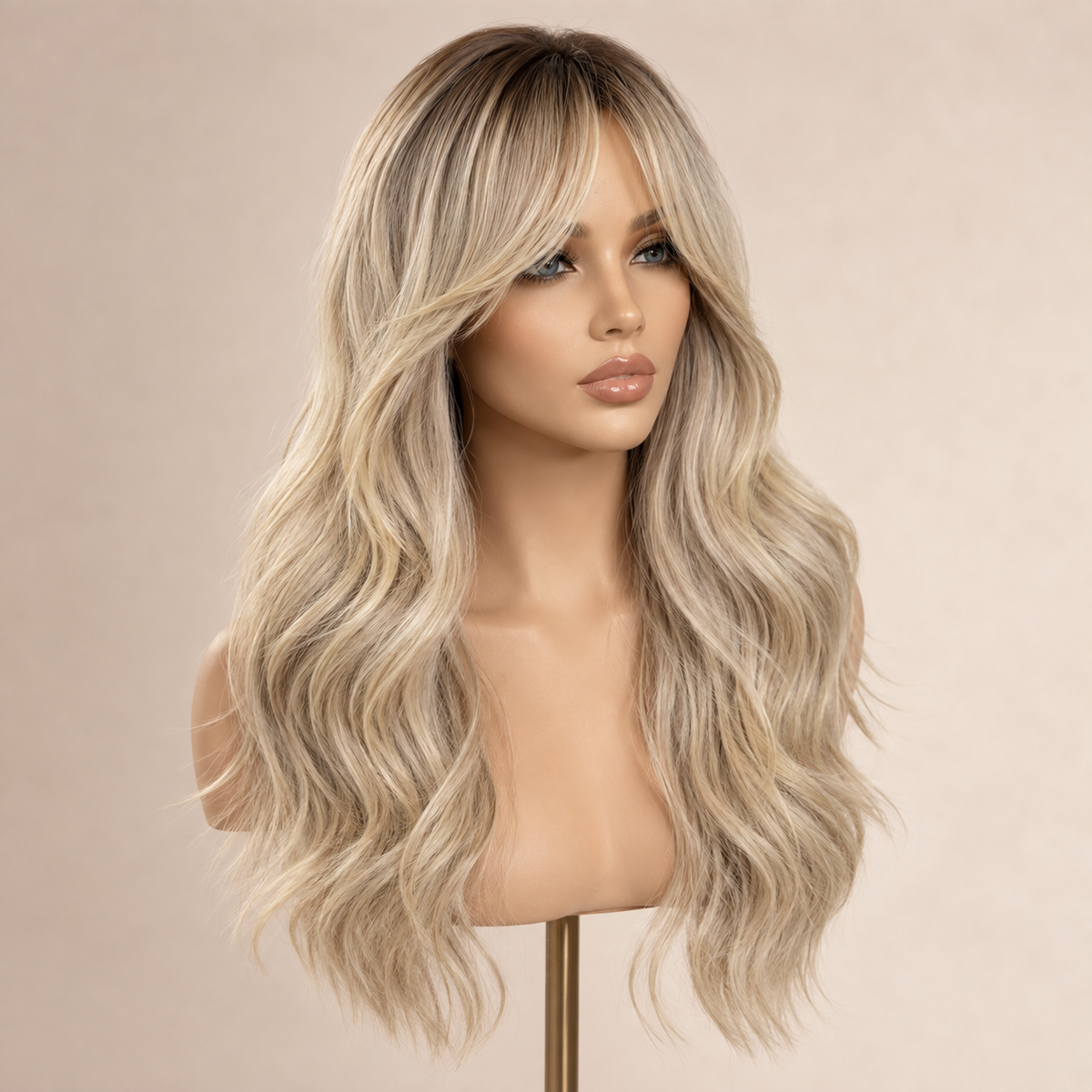 AURELLA — 24" Long Curly Fashion Wig with Bangs - 4 Shades