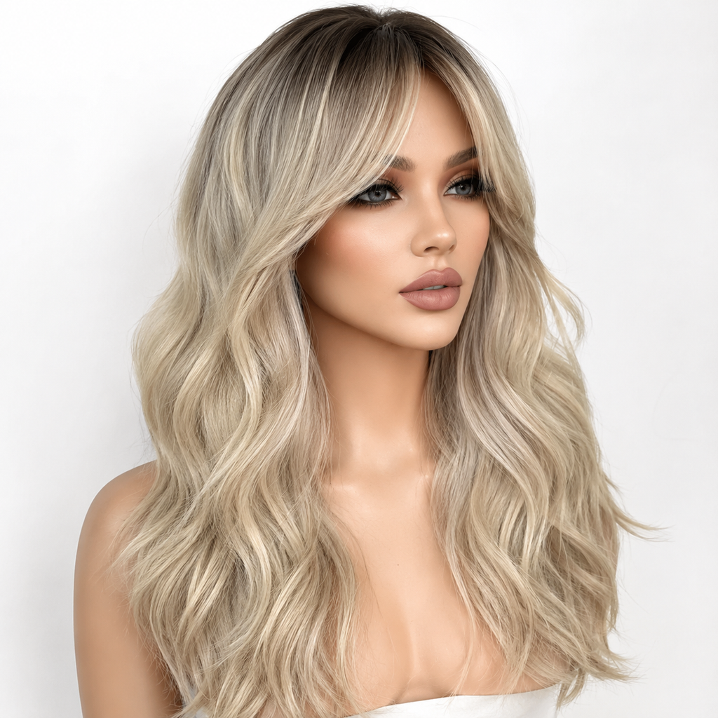 AURELLA — 24" Long Curly Fashion Wig with Bangs - 4 Shades