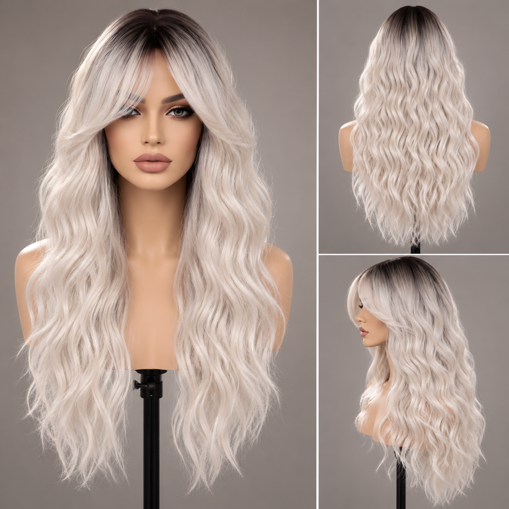 AURELLA — 24" Long Curly Fashion Wig with Bangs - 4 Shades
