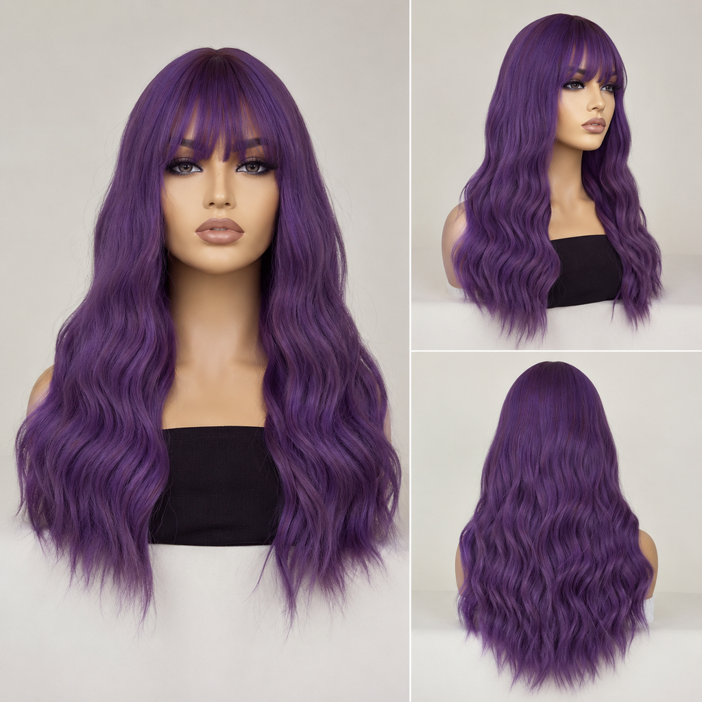 AURELLA — 24" Long Curly Fashion Wig with Bangs - 4 Shades